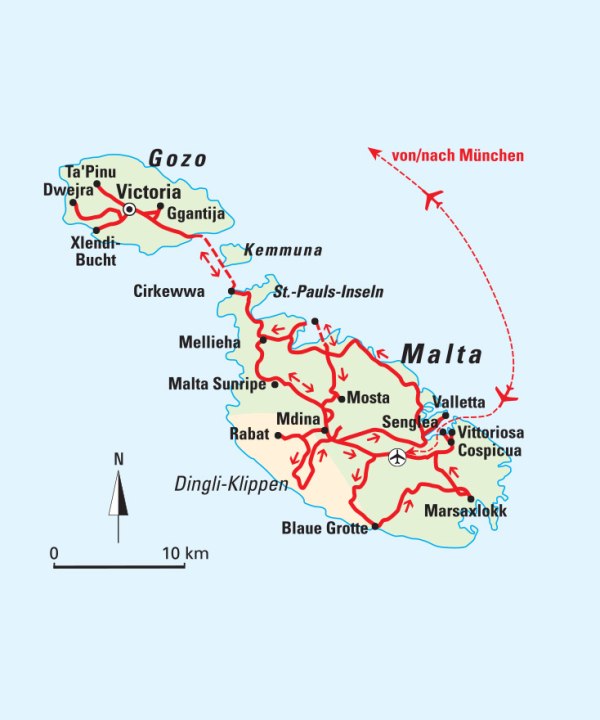 Karte, Malta und Gozo – unvergängliche Schätze einer sagenhaften Inselwelt, © Bayerisches PIlgerbüro