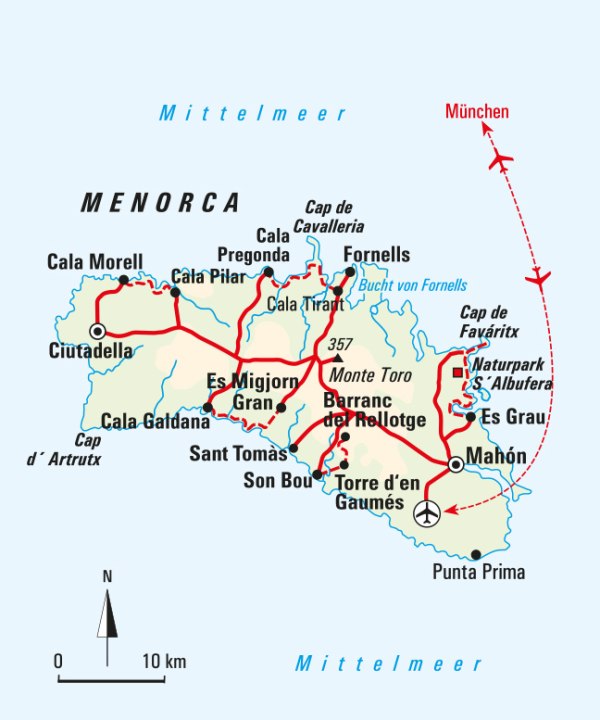 Karte, Wanderparadies Menorca – Juwel der Balearen, Spanien, © Bayerisches Pilgerbüro