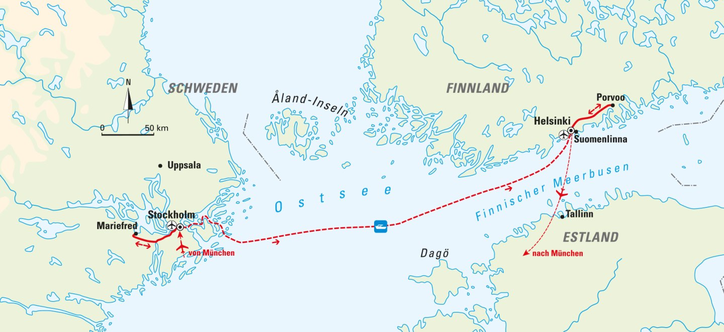 Karte, Skandinavisches Duett – Stockholm & Helsinki, Schweden & Finnland, © Bayerisches Pilgerbüro