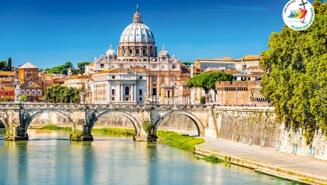 Italien Rom Petersdom, © Bild: Adobe Stock | Logo: Dicastero per L'Evangelizzazione, Città del Vaticano