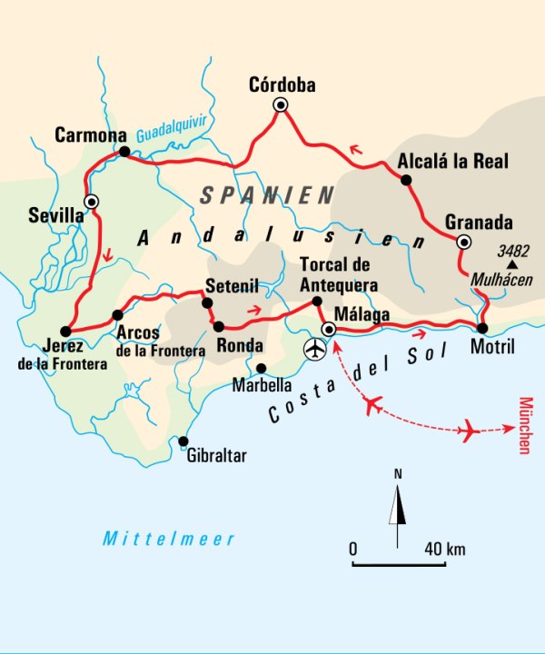 Karte, Spanien, Andalusien Zauber des Orients, © Bayerisches Pilgerbüro