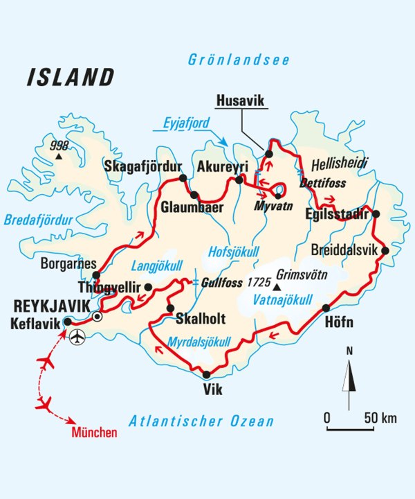 Karte, Island – magische Vulkaninsel im Nordmeer, © Bayerisches Pilgerbüro