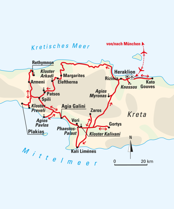 Karte, Kreta – Treffpunkt von Religion, Geschichte und Kultur, © Bayerisches Pilgerbüro