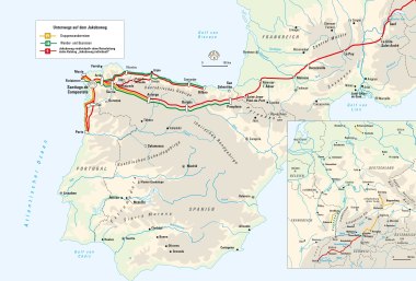 Unterwegs auf dem Jakobsweg - eine Übersichtskarte, © Bayerisches Pilgerbüro