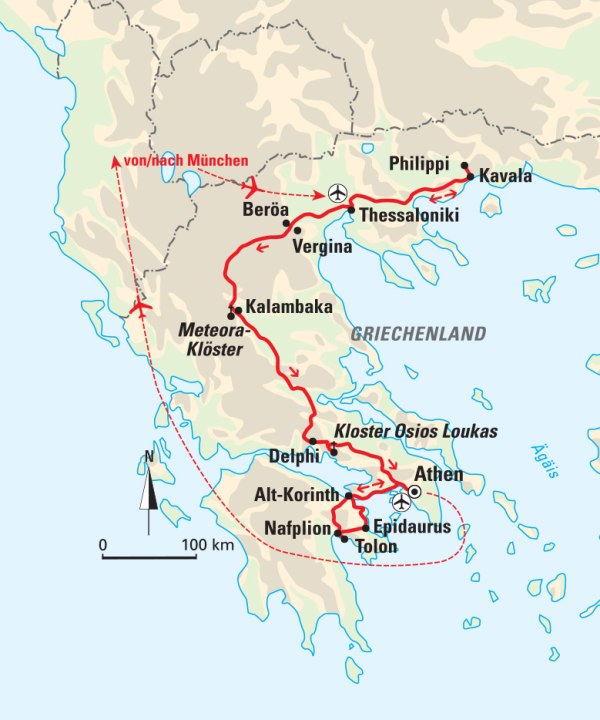 Karte, Griechenland – auf den Spuren von Paulus und Lydia, © Bayerisches Pilgerbüro