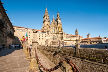 Blick auf die Kathedrale in Santiago de Compostela - Ziel aller Jakobswege, Spanien, © Bayerisches Pilgerbüro