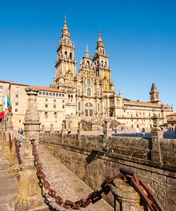 Blick auf die Kathedrale in Santiago de Compostela - Ziel aller Jakobswege, Spanien, © Bayerisches Pilgerbüro