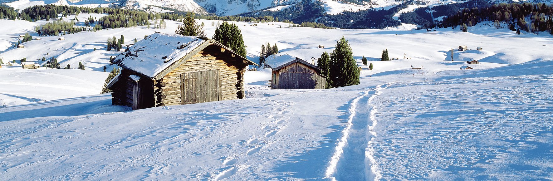 Winter auf der Seiser Alm, Dolomiten, Italien