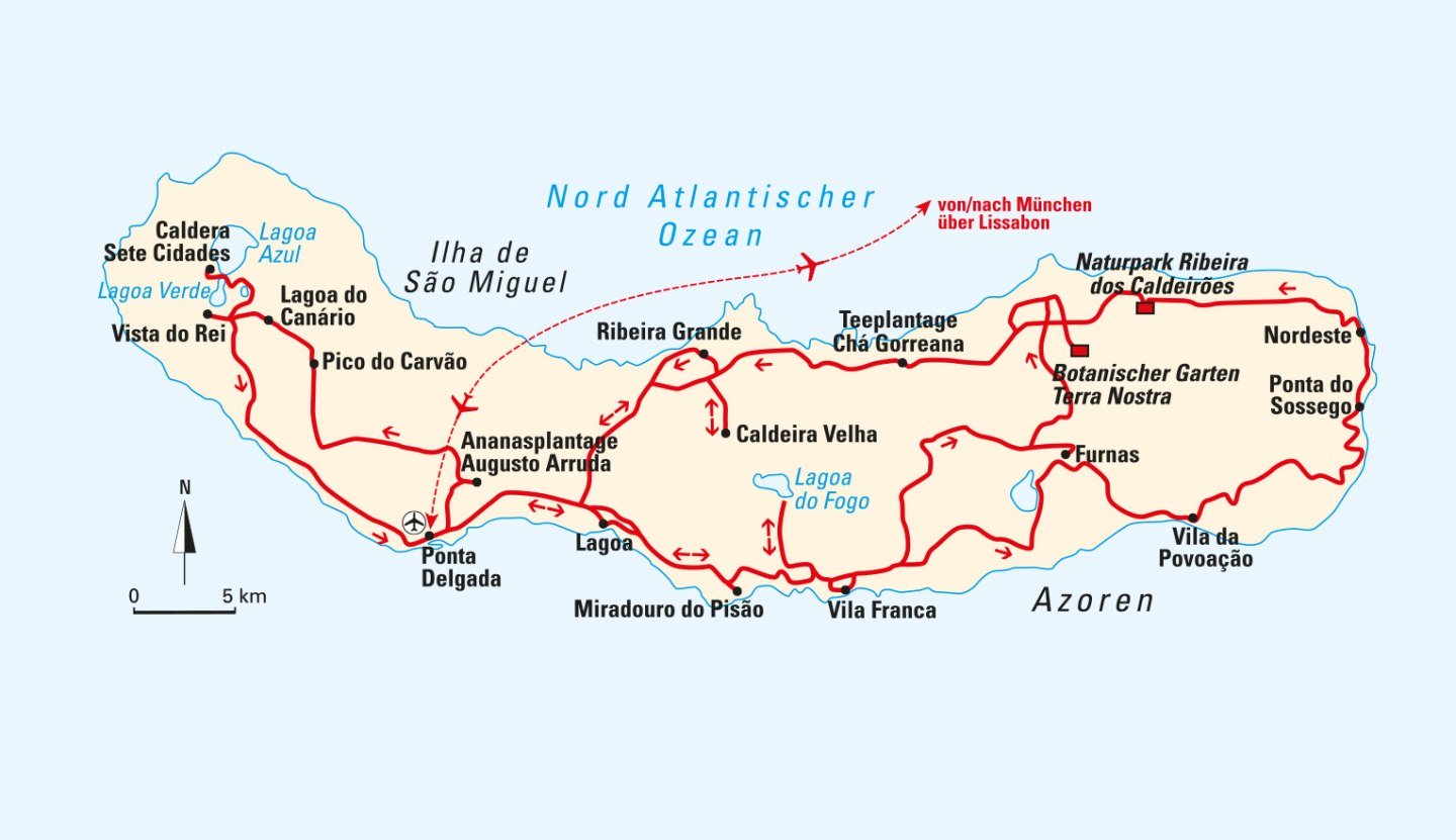 Karte, Insel São Miguel – grünes Idyll der Azoren, © Bayerisches Pilgerbüro