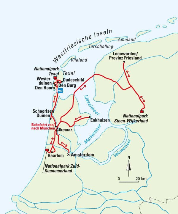 Karte, Ein Streifzug durch Nordholland und Texel, © Bayerisches Pilgerbüro